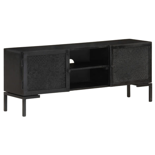 Tv-Schrank Schwarz 115X30X46 Cm Massivholz Mango