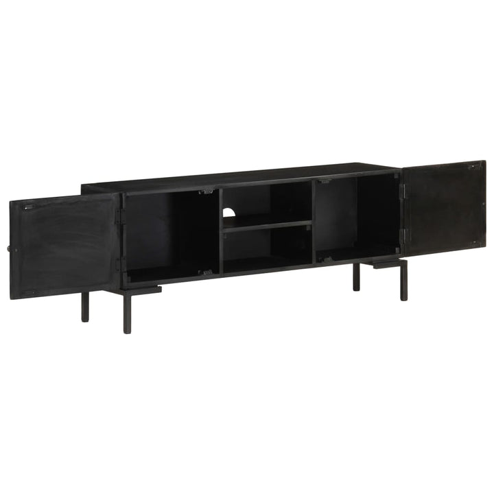 Tv-Schrank Schwarz 115X30X46 Cm Massivholz Mango