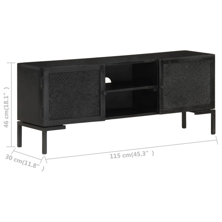 Tv-Schrank Schwarz 115X30X46 Cm Massivholz Mango