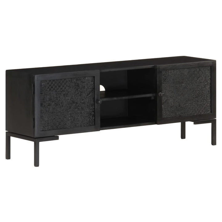 Tv-Schrank Schwarz 115X30X46 Cm Massivholz Mango