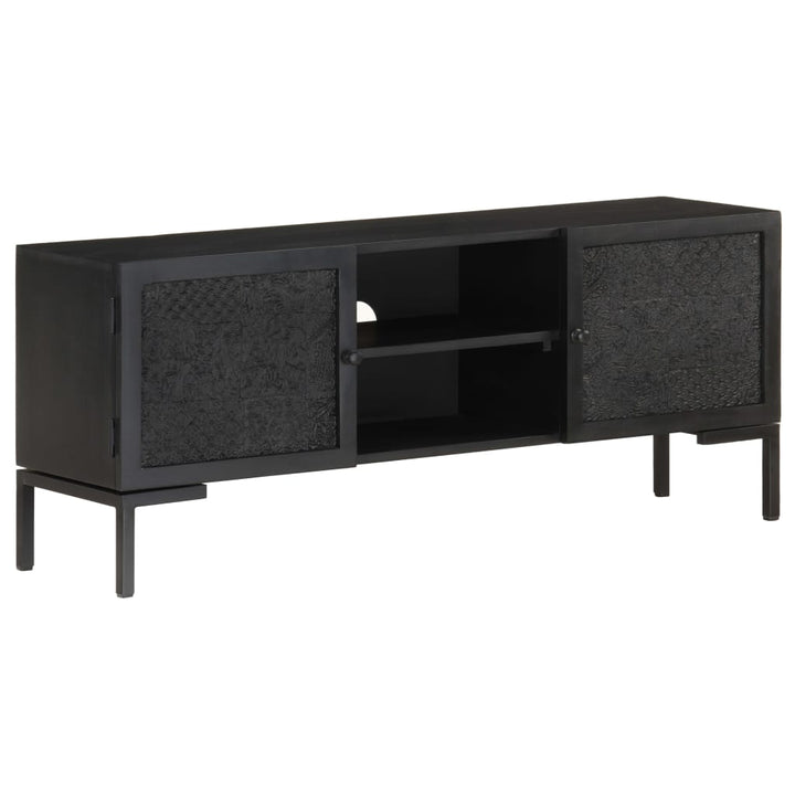 Tv-Schrank Schwarz 115X30X46 Cm Massivholz Mango