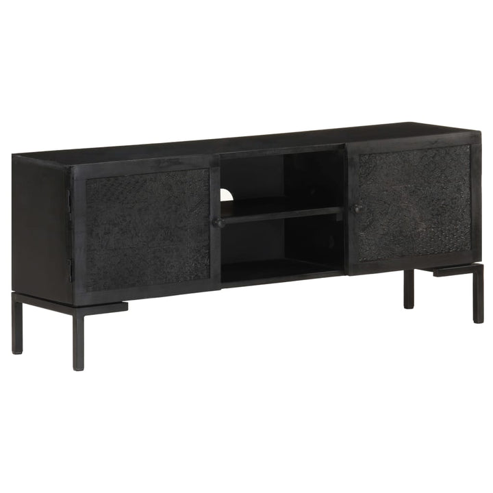 Tv-Schrank Schwarz 115X30X46 Cm Massivholz Mango