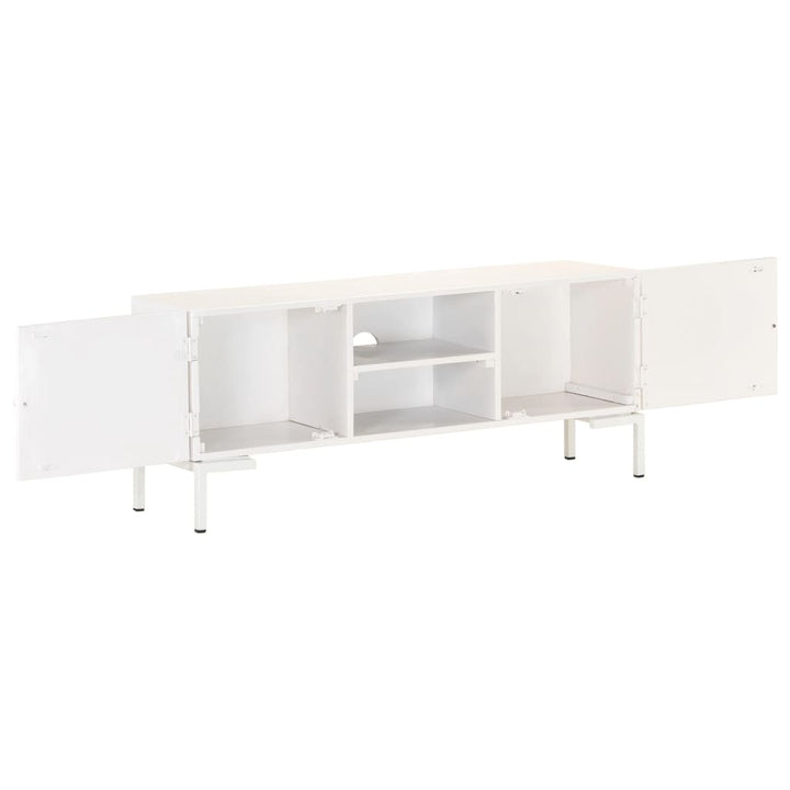 Tv-Schrank Weiß 115X30X46 Cm Massivholz Mango Cappuccino