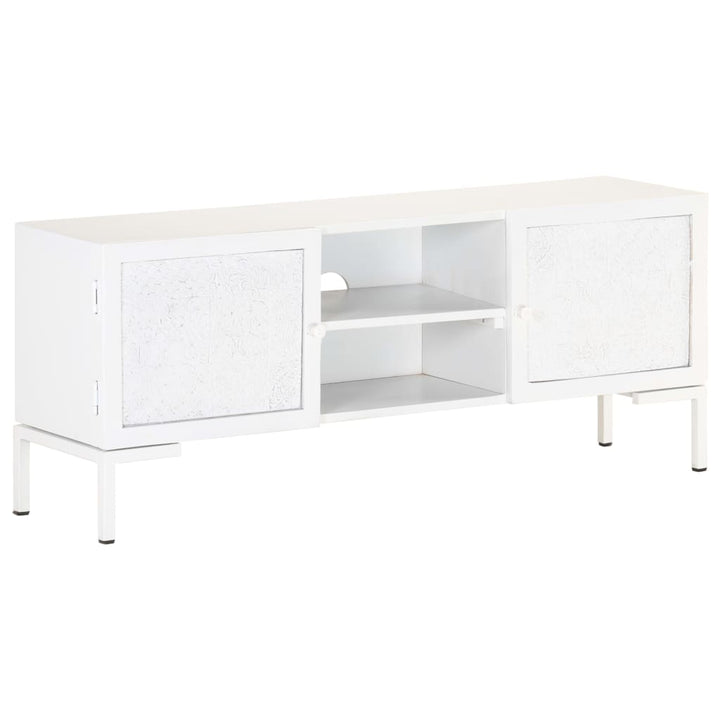 Tv-Schrank Weiß 115X30X46 Cm Massivholz Mango Cappuccino