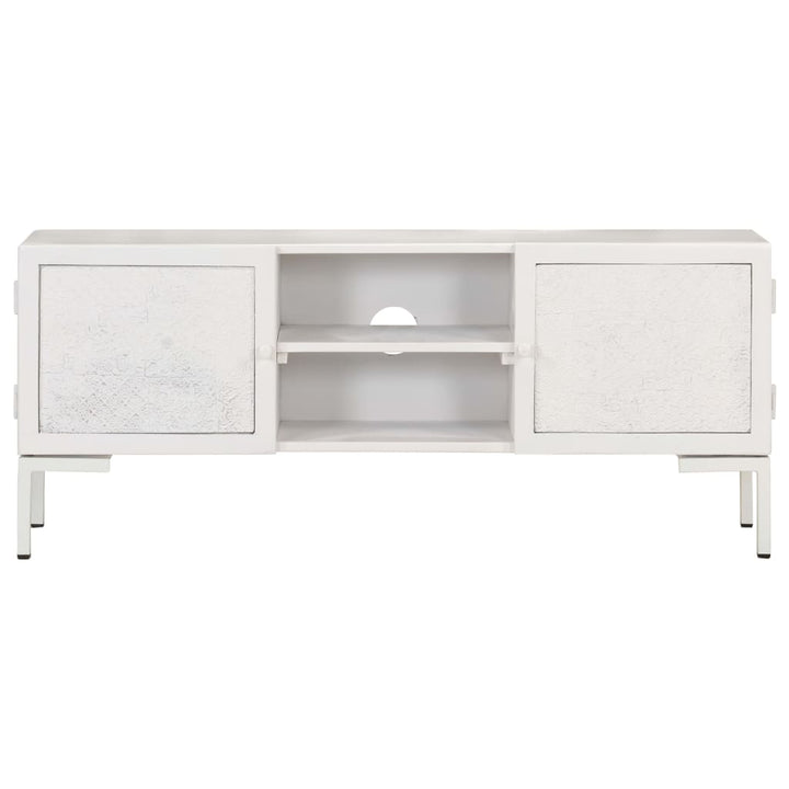 Tv-Schrank Weiß 115X30X46 Cm Massivholz Mango Cappuccino