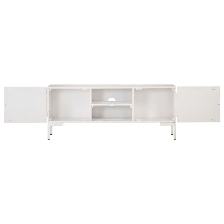 Tv-Schrank Weiß 115X30X46 Cm Massivholz Mango Cappuccino