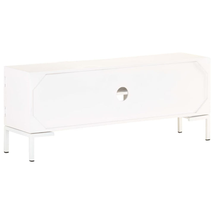 Tv-Schrank Weiß 115X30X46 Cm Massivholz Mango Cappuccino