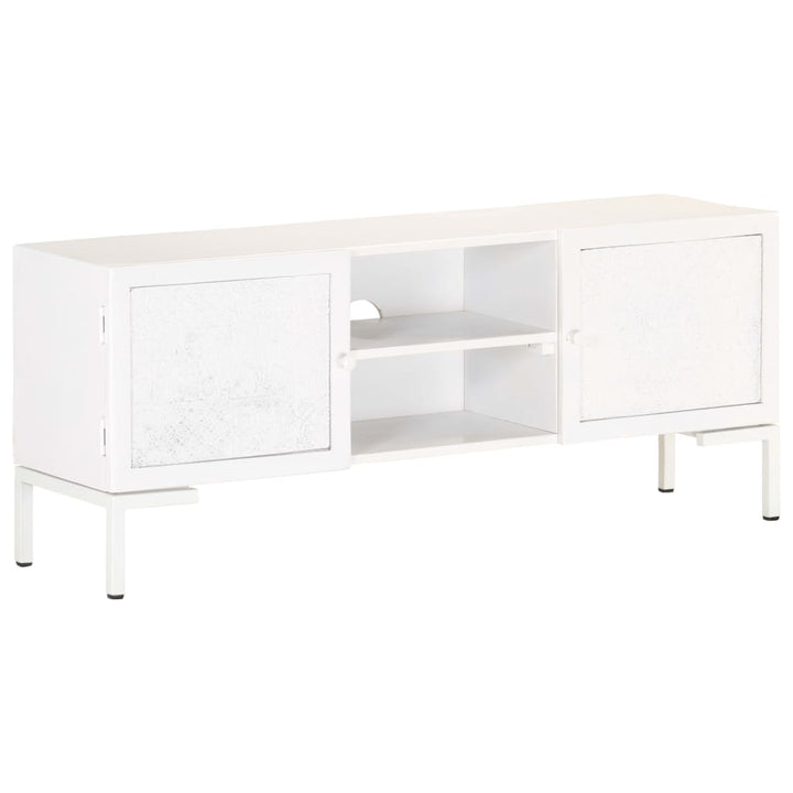 Tv-Schrank Weiß 115X30X46 Cm Massivholz Mango Cappuccino