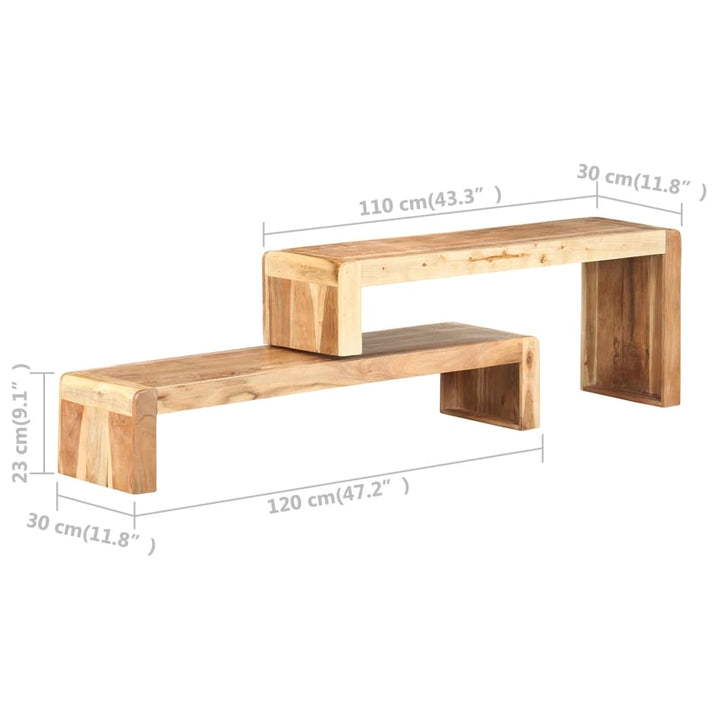 2-Tlg. Tv-Schrank Massivholz Akazie