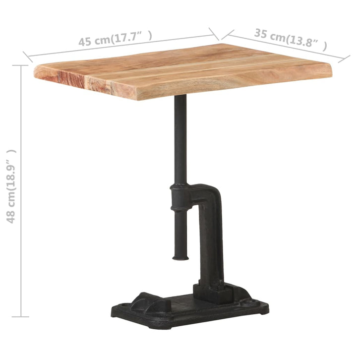 Beistelltisch Natur 45X35X48 Cm Massivholz Akazie & Gusseisen