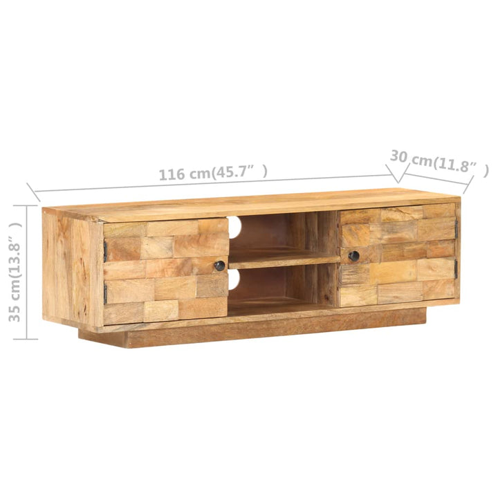 Tv-Schrank 116X30X35 Cm Mango Massivholz Gelb