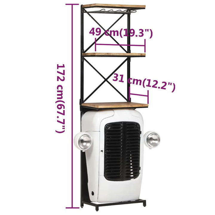 Traktor-Weinschrank 49X31X172 Cm Raues Mangoholz