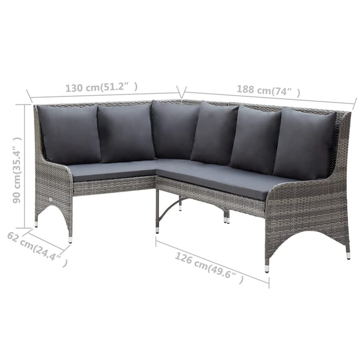 Garten-Ecksofas 2 Stk. Poly Rattan