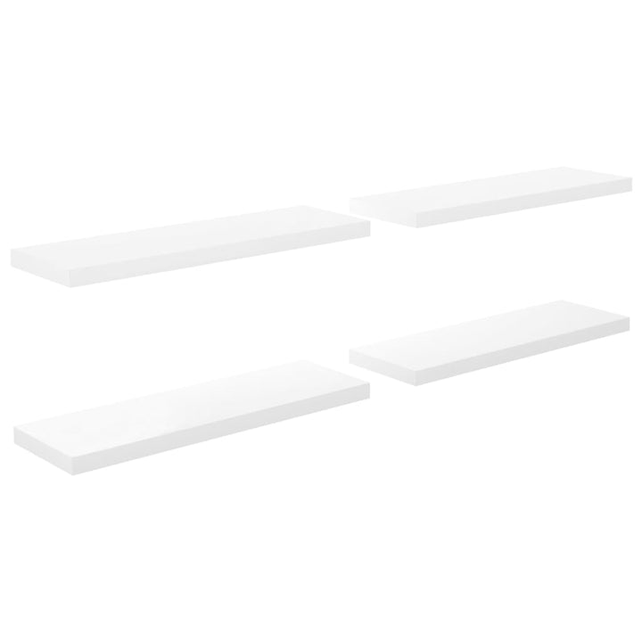 Schweberegale 4 Stk. 80X23,5X3,8 Cm Mdf Hochglanz-Weiß