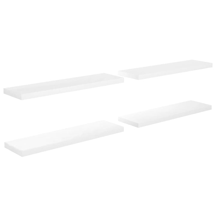 Schweberegale 4 Stk. 90X23,5X3,8 Cm Mdf Hochglanz-Weiß