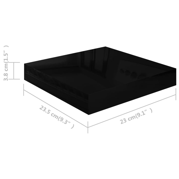 Schweberegal 23X23,5X3,8 Cm Mdf Hochglanz-Schwarz