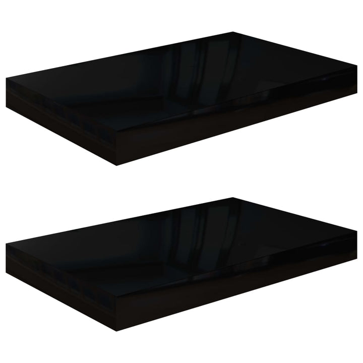 Schweberegale 2 Stk. 40X23X3,8 Cm Mdf Hochglanz-Schwarz