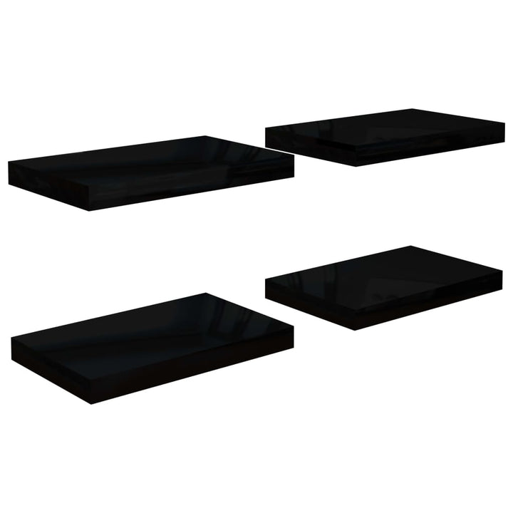 Schweberegale 4 Stk. 40X23X3,8 Cm Mdf Hochglanz-Schwarz