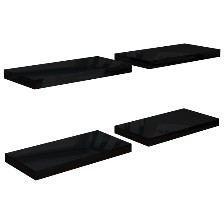 Schweberegale 4 Stk. 50X23X3,8 Cm Mdf Hochglanz-Schwarz