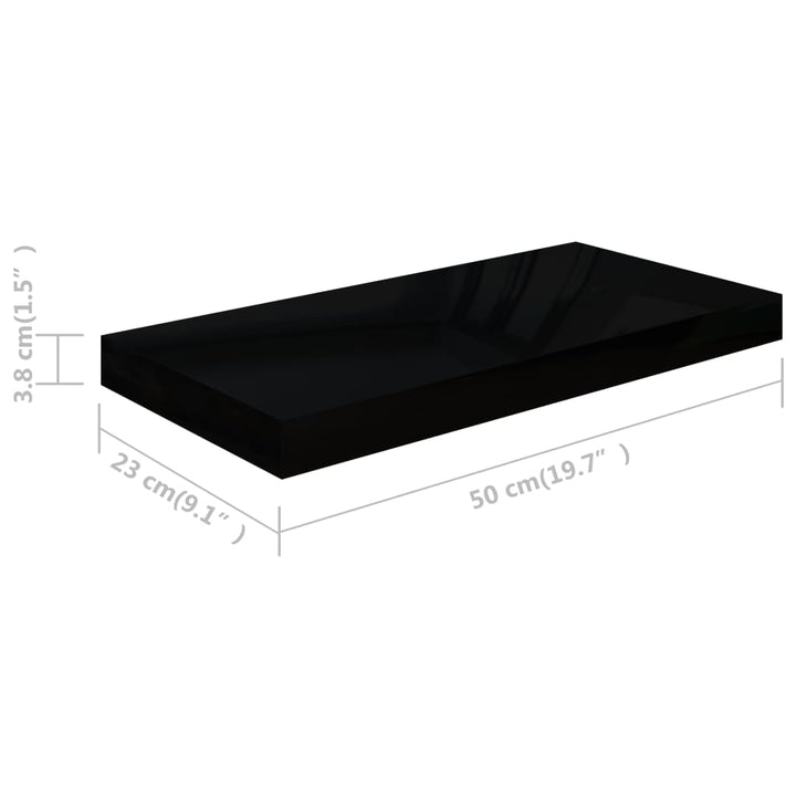 Schweberegale 4 Stk. 50X23X3,8 Cm Mdf Hochglanz-Schwarz