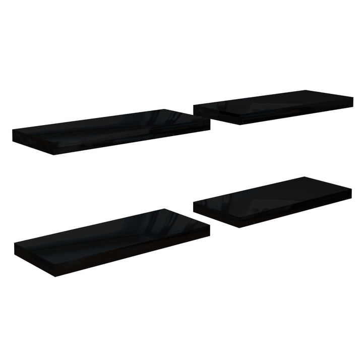 Schweberegale 4 Stk. 60X23,5X3,8 Cm Mdf Hochglanz-Schwarz