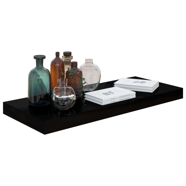 Schweberegale 4 Stk. 60X23,5X3,8 Cm Mdf Hochglanz-Schwarz