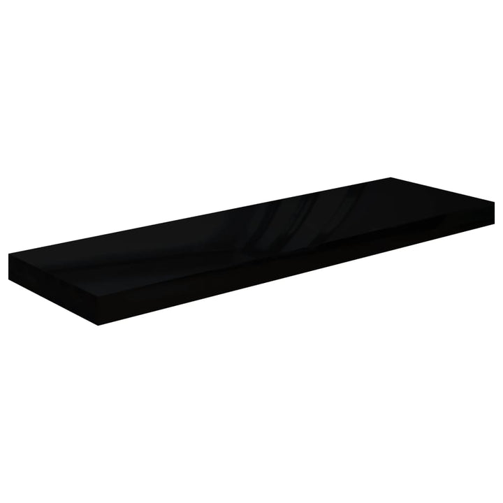 Schweberegal 80X23,5X3,8 Cm Mdf Hochglanz-Schwarz