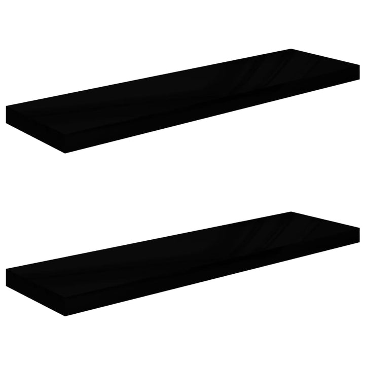 Schweberegale 2 Stk. 90X23,5X3,8 Cm Mdf Hochglanz-Schwarz