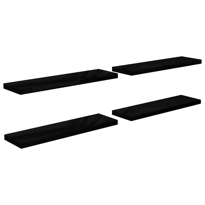 Wandregale Schwebend 4 Stk. 90X23,5X3,8Cm Mdf Hochglanz-Schwarz