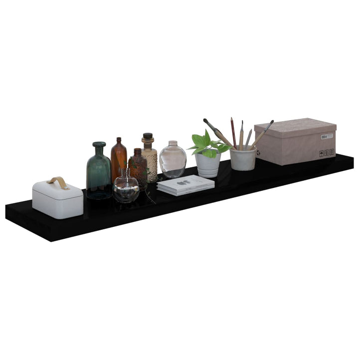 Schweberegale 2 Stk. 120X23,5X3,8 Cm Mdf Hochglanz-Schwarz