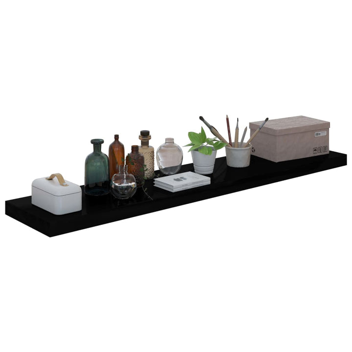 Schweberegale 4 Stk. 120X23,5X3,8 Cm Mdf Hochglanz-Schwarz