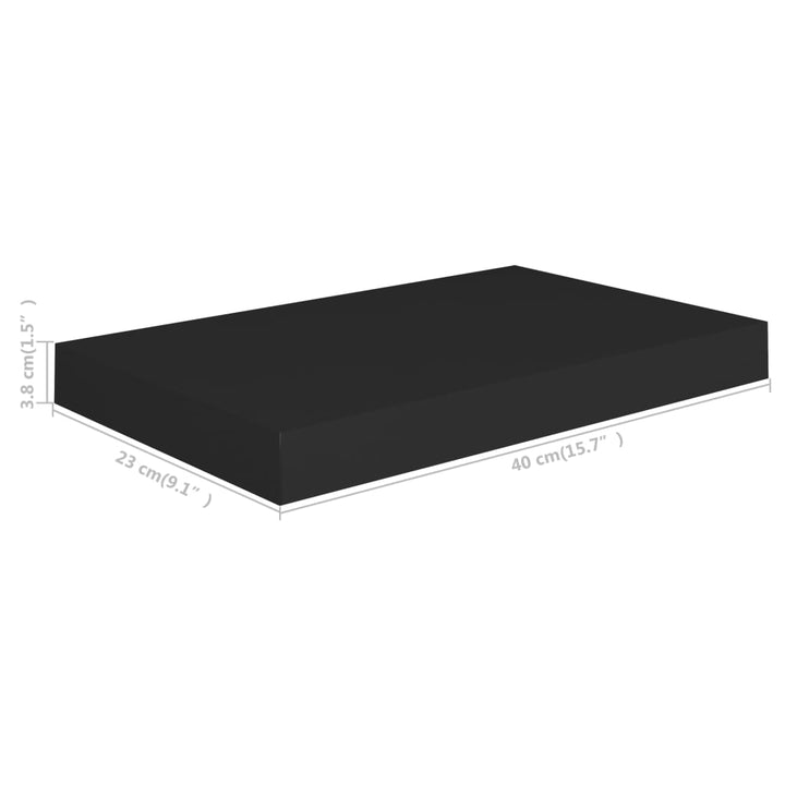 Schwebendes Wandregal 40X23X3,8 Cm Mdf Schwarz