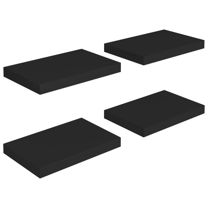 Schweberegale 4 Stk. 40X23X3,8 Cm Mdf Schwarz