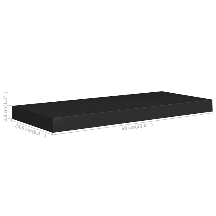 Schwebendes Wandregal 60X23,5X3,8 Cm Mdf Schwarz