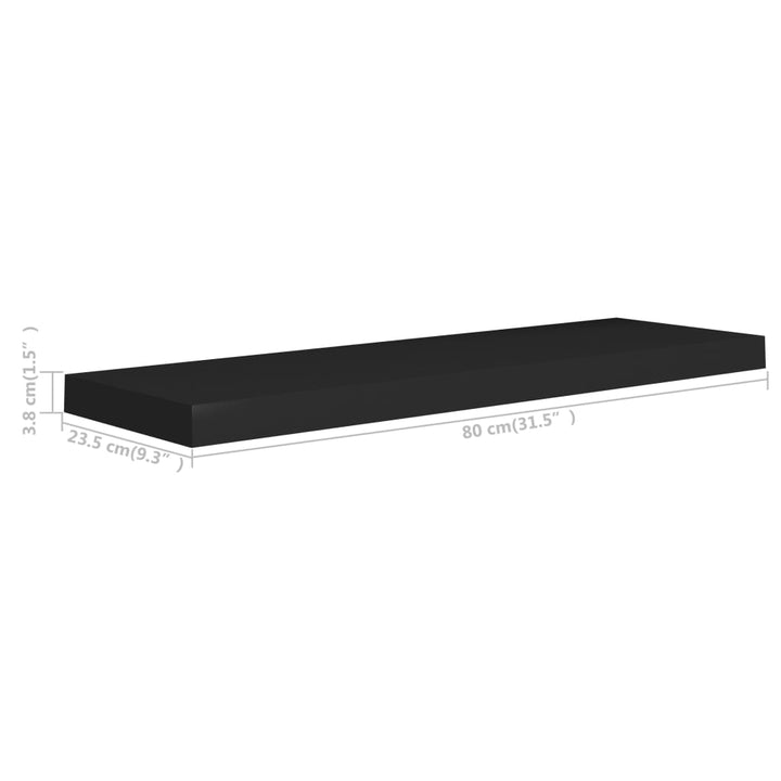 Schweberegale 2 Stk. 80X23,5X3,8 Cm Mdf Schwarz