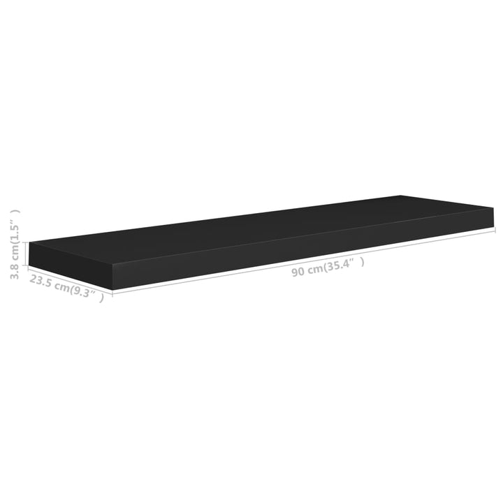 Schweberegale 2 Stk. 90X23,5X3,8 Cm Mdf Schwarz