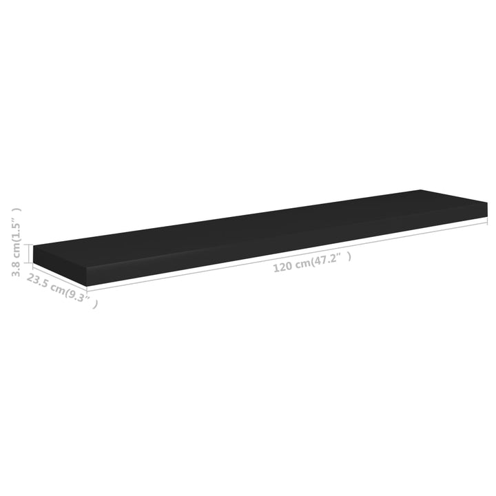 Schweberegale 2 Stk. 120X23,5X3,8 Cm Mdf Schwarz