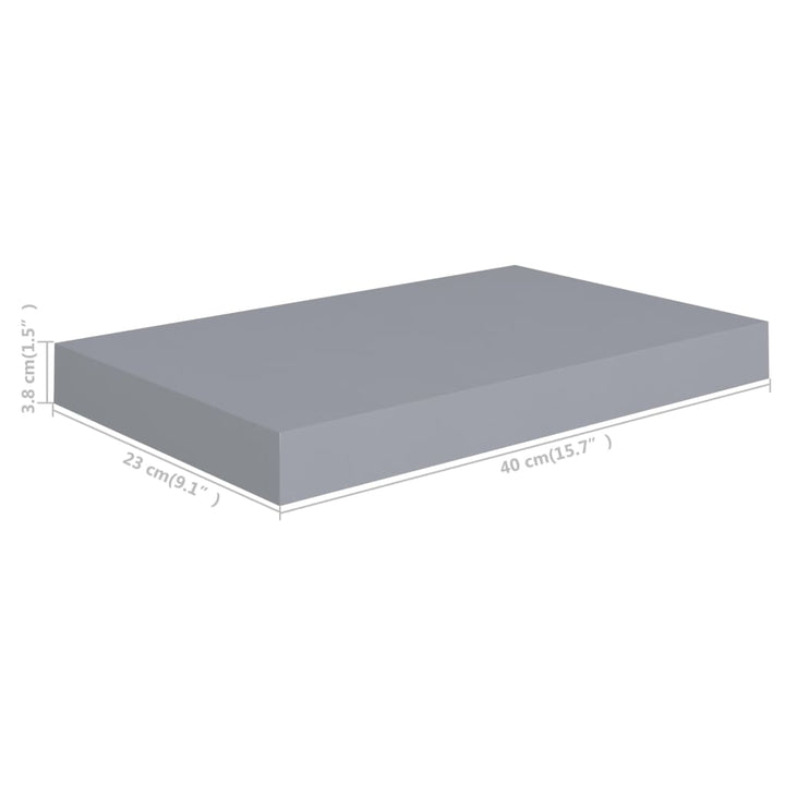 Schwebende Wandregale 4 Stk. 40X23X3,8Cm Mdf Grau