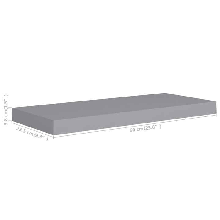 Schwebende Wandregale 2 Stk. 60X23,5X3,8Cm Mdf Grau