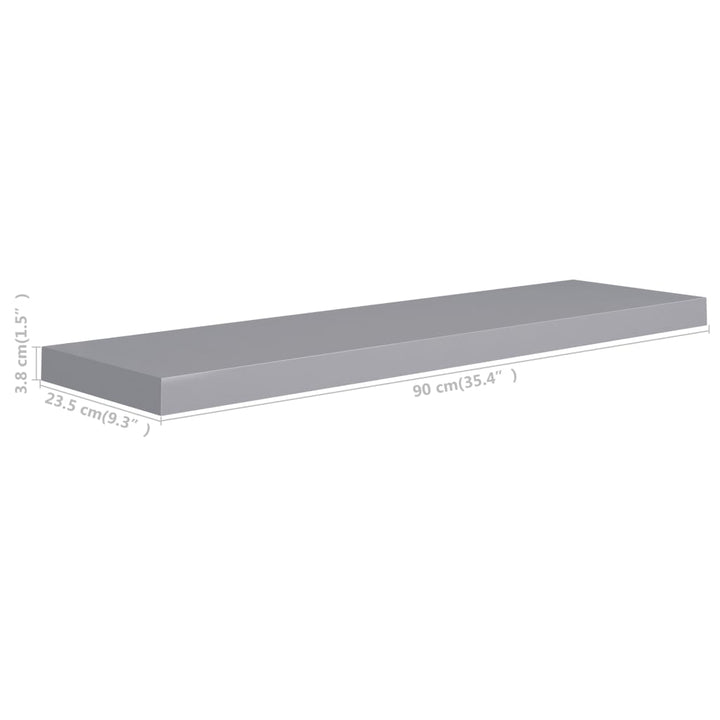 Schwebende Wandregale 2 Stk. 90X23,5X3,8Cm Mdf Grau