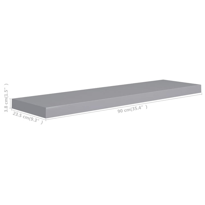 Schwebende Wandregale 4 Stk. 90X23,5X3,8Cm Mdf Grau