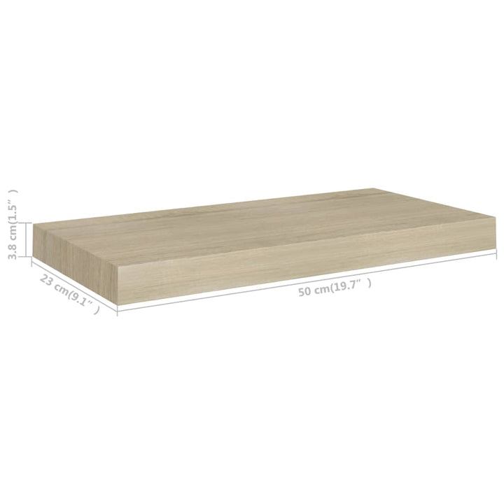 Schwebendes Wandregal Farben 50X23X3,8 Cm Mdf Eiche