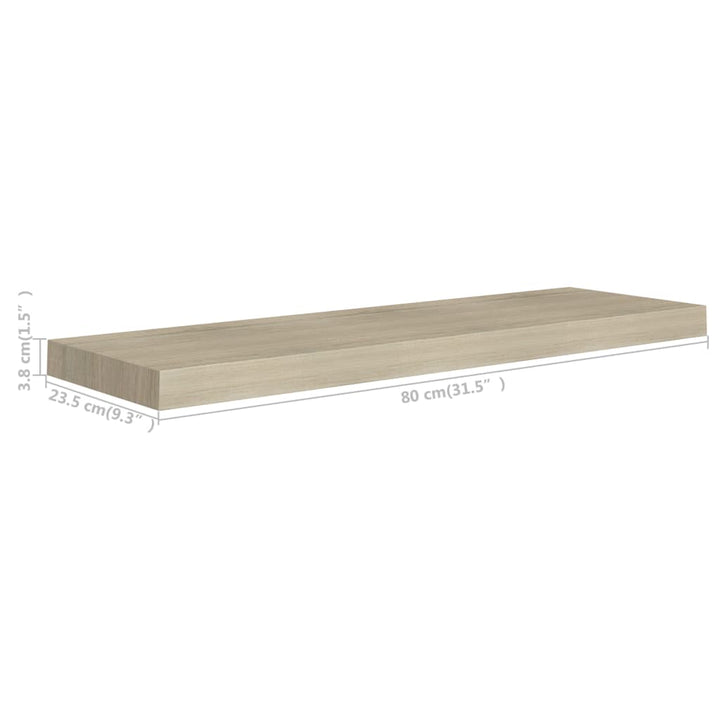 Schweberegal -Optik 80X23,5X3,8 Cm Mdf Eiche