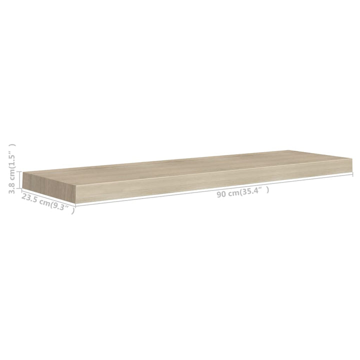 Schweberegal N-Optik 90X23,5X3,8 Cm Mdf Eiche