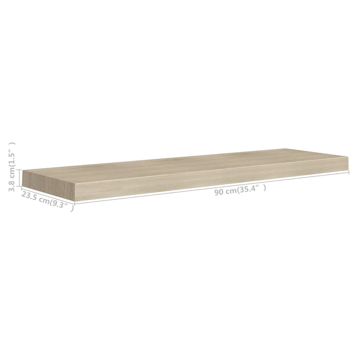 Schweberegale 2 Stk. N-Optik 90X23,5X3,8 Cm Mdf Eiche