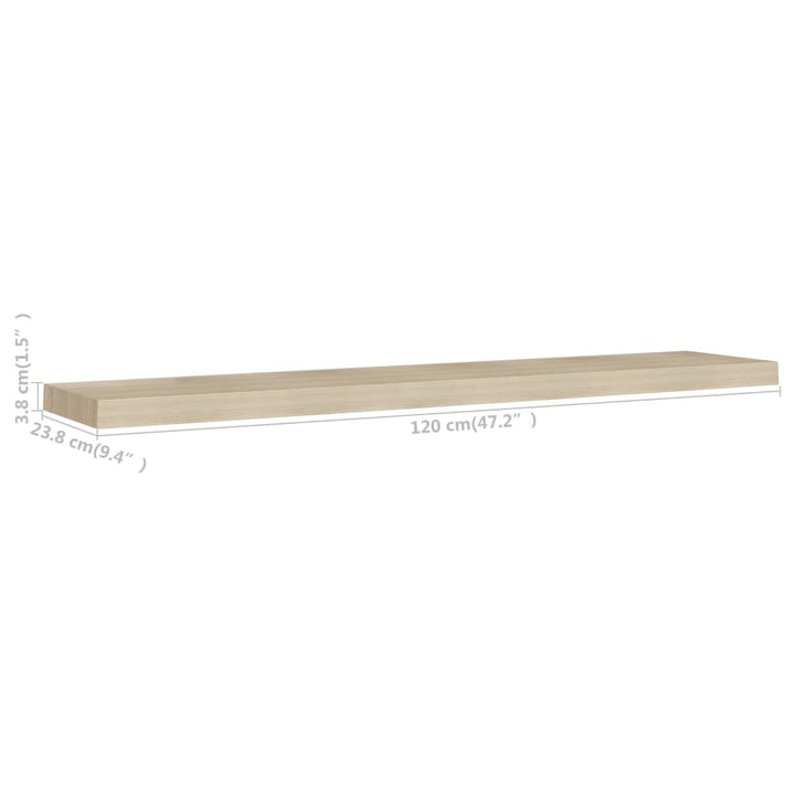 Schweberegal N-Optik 120X23,5X3,8 Cm Mdf Eiche