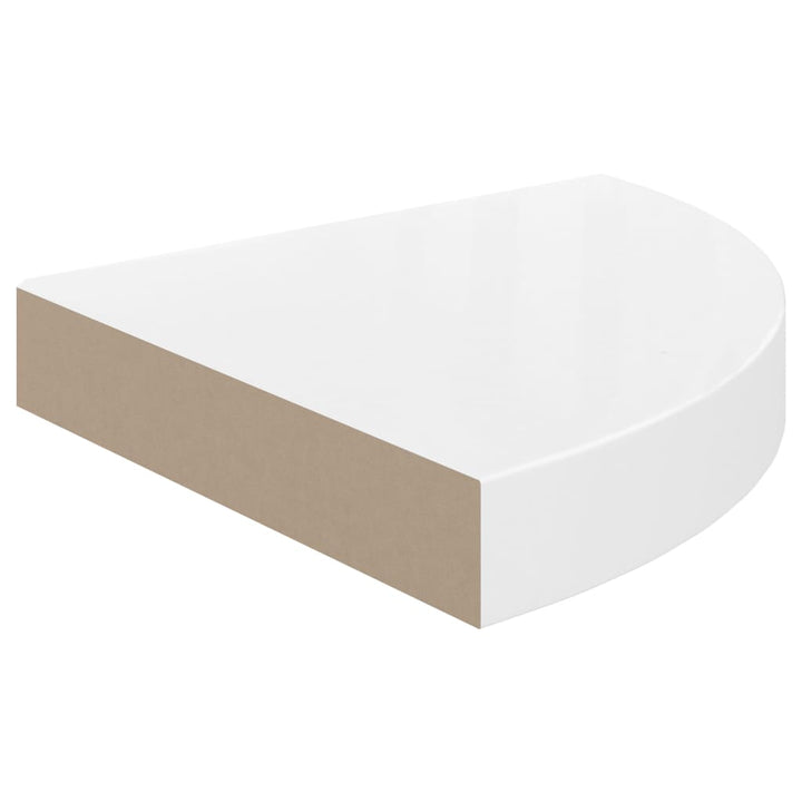 Eck-Schweberegale 2 Stk. 25X25X3,8 Cm Mdf Hochglanz-Weiß