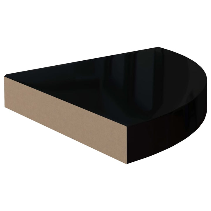 Eck-Schweberegal 25X25X3,8 Cm Mdf Hochglanz-Schwarz