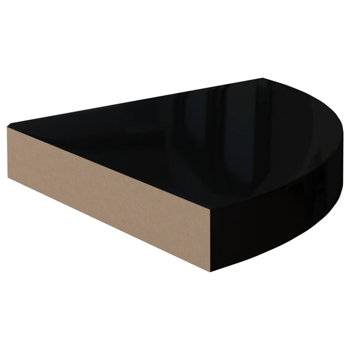 Eck-Schweberegale 2 Stk. 25X25X3,8 Cm Mdf Hochglanz-Schwarz