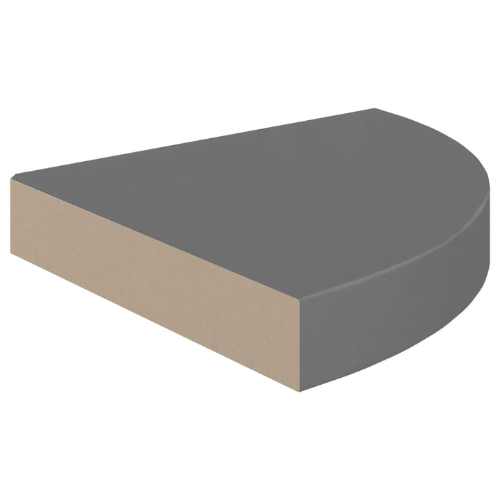 Eck-Schweberegale 2 Stk. 25X25X3,8 Cm Mdf Hochglanz-Grau